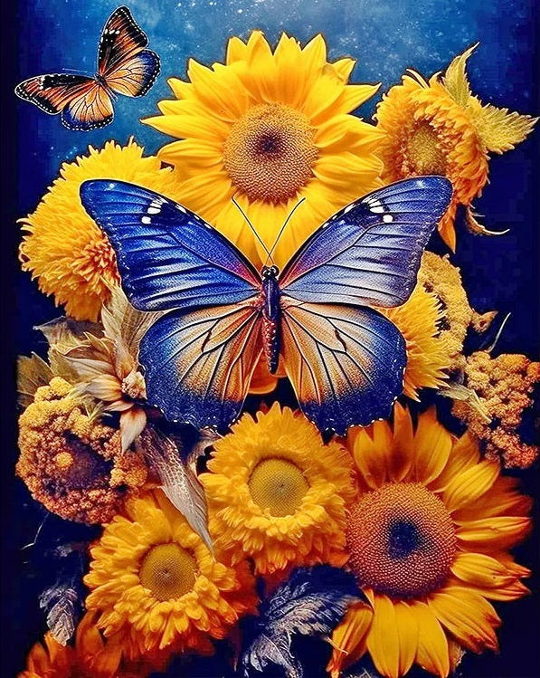 Zonnebloem En Vlinder