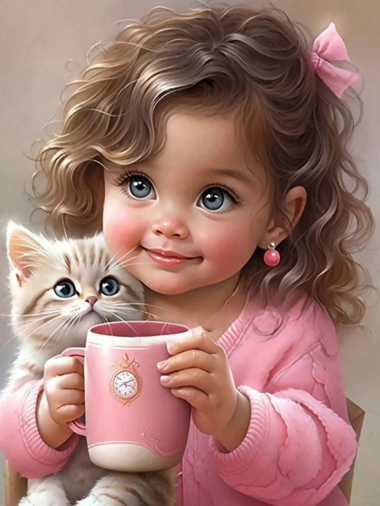 Schattige Kinderen En Kat