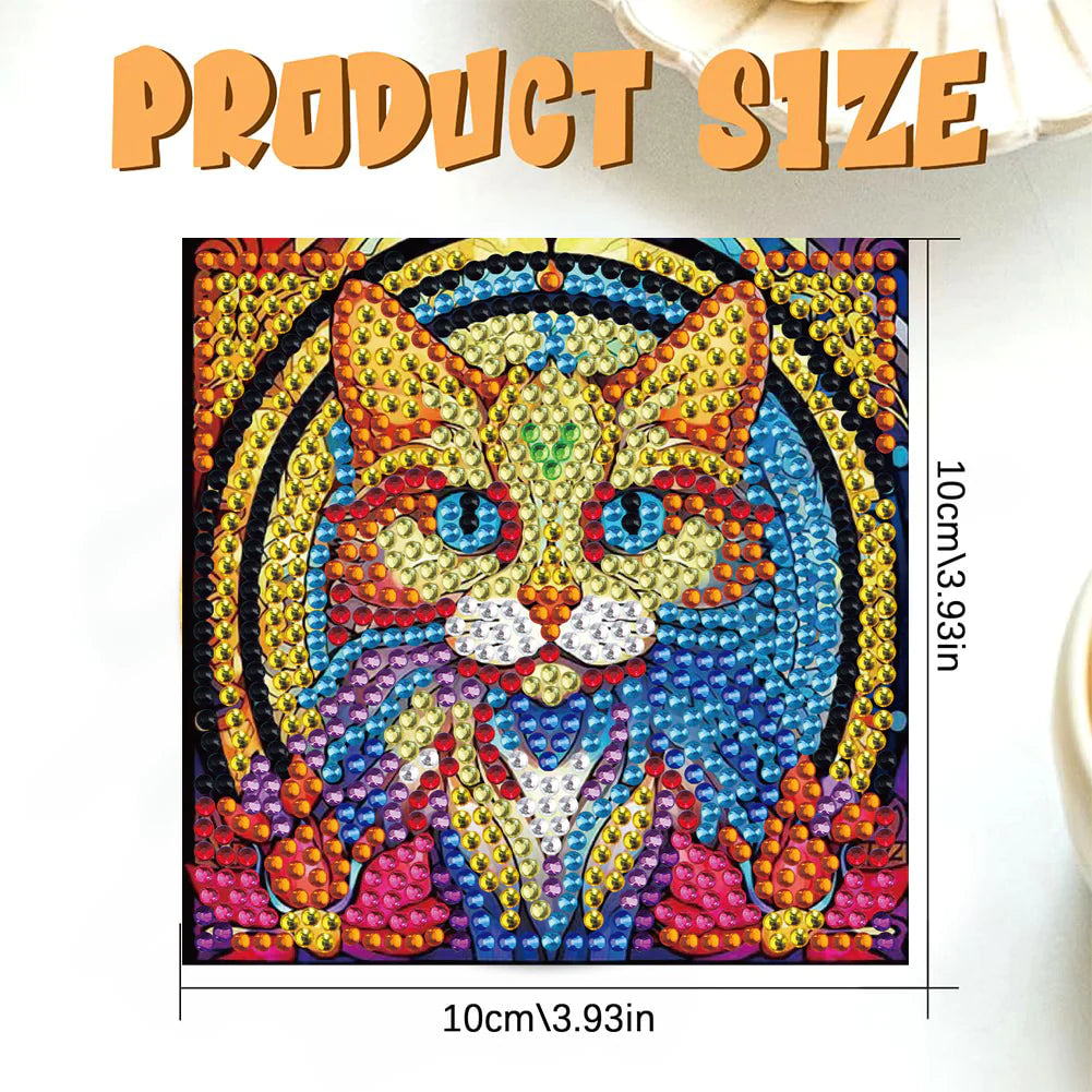 Diamond Painting Onderzetter | Schattig Katje (Set Van 6) | Zonder Beugel