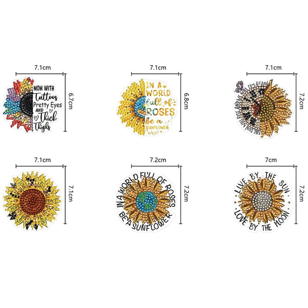 Diamond Painting Sleutelhanger Zonnebloem (Set Van 6)