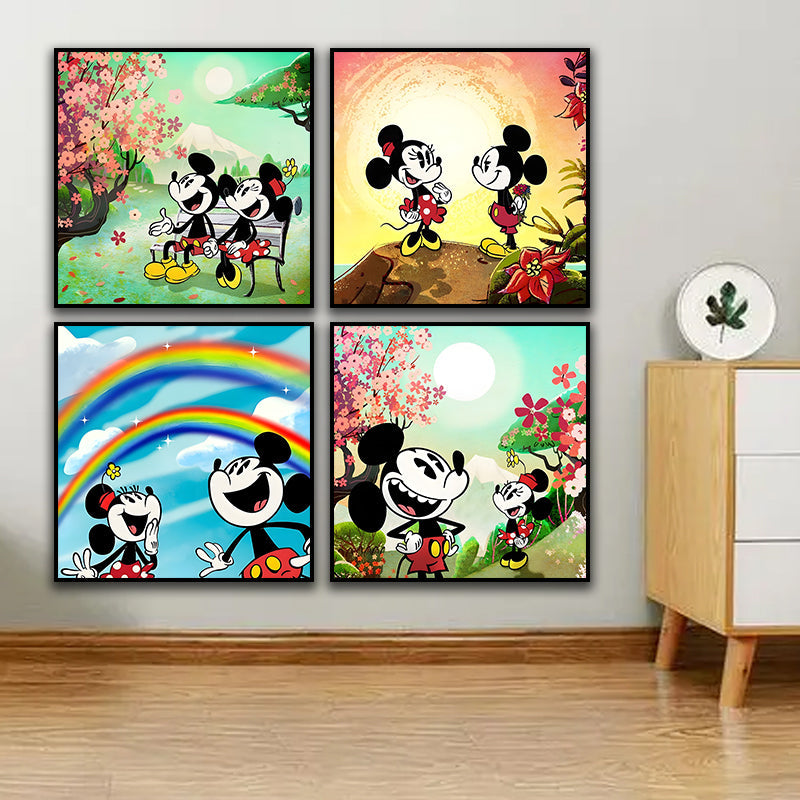 Canvas schilderij 4-delige set - Cartoon (40x40cm)