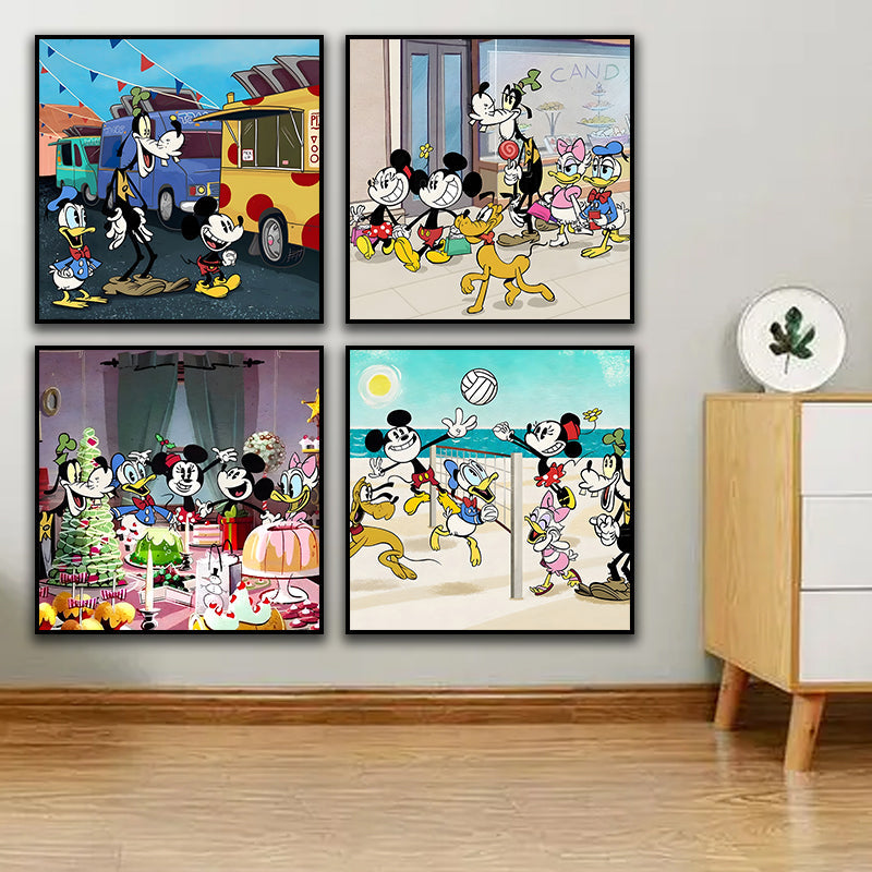 Canvas schilderij 4-delige set - Cartoon (40x40cm)