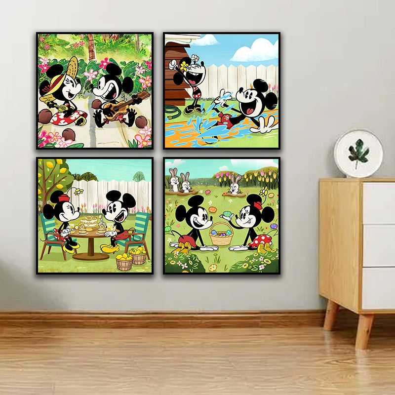Canvas schilderij 4-delige set - Cartoon (30x30cm)