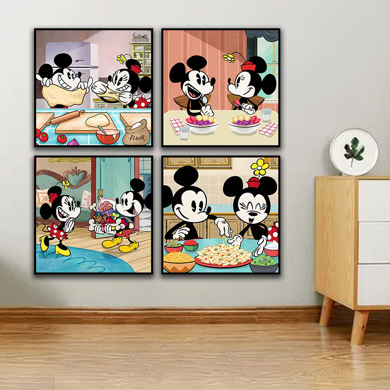 Canvas schilderij 4-delige set - Cartoon (40x40cm)