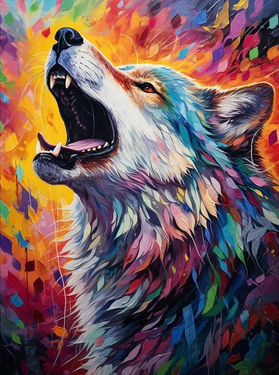 Abstract Gekleurde Wolven