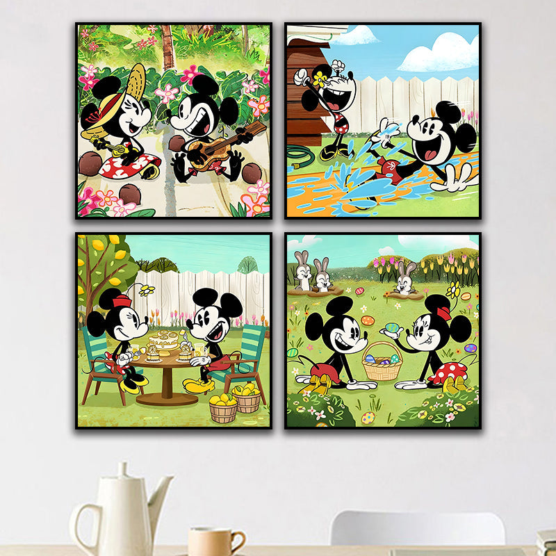 Canvas schilderij 4-delige set - Cartoon (30x30cm)