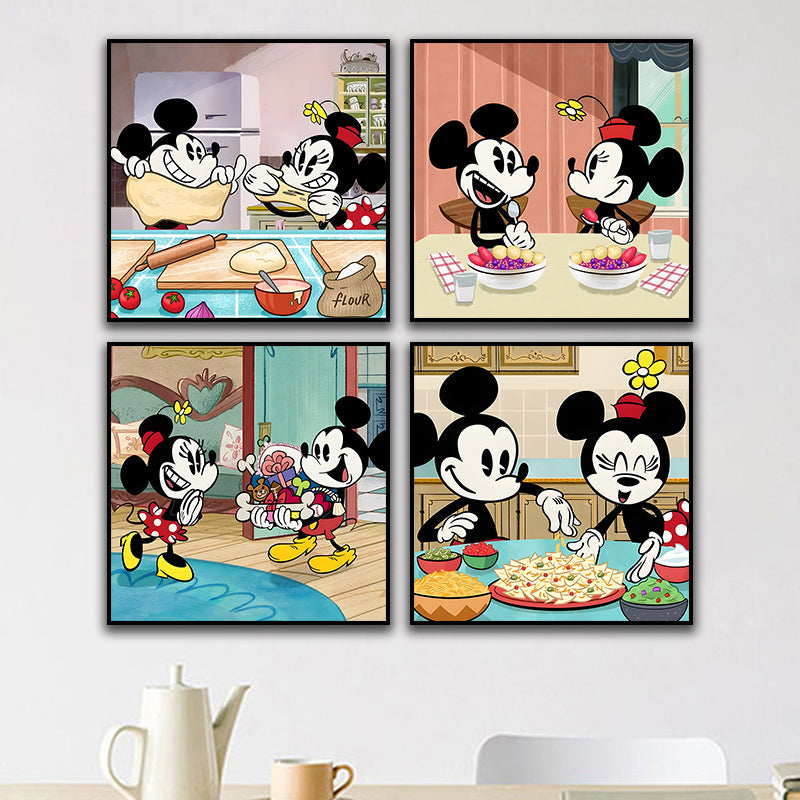 Canvas schilderij 4-delige set - Cartoon (40x40cm)