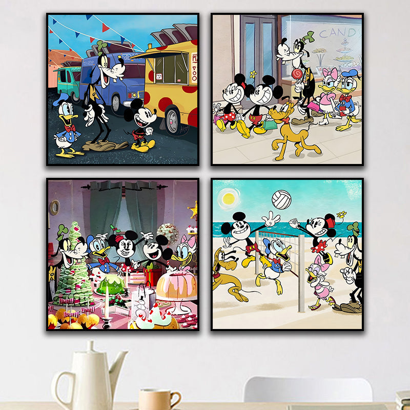 Canvas schilderij 4-delige set - Cartoon (40x40cm)