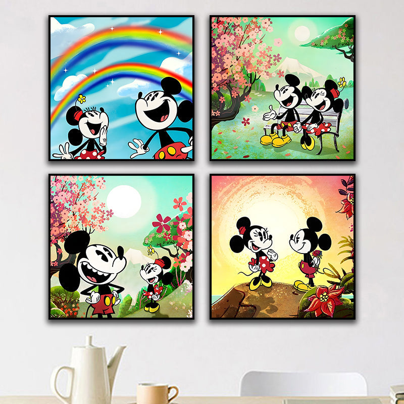 Canvas schilderij 4-delige set - Cartoon (40x40cm)