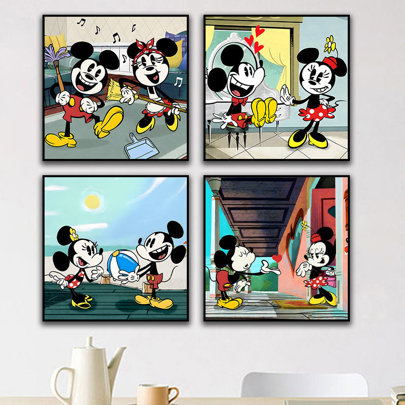 Canvas schilderij 4-delige set - Cartoon (30x30cm)
