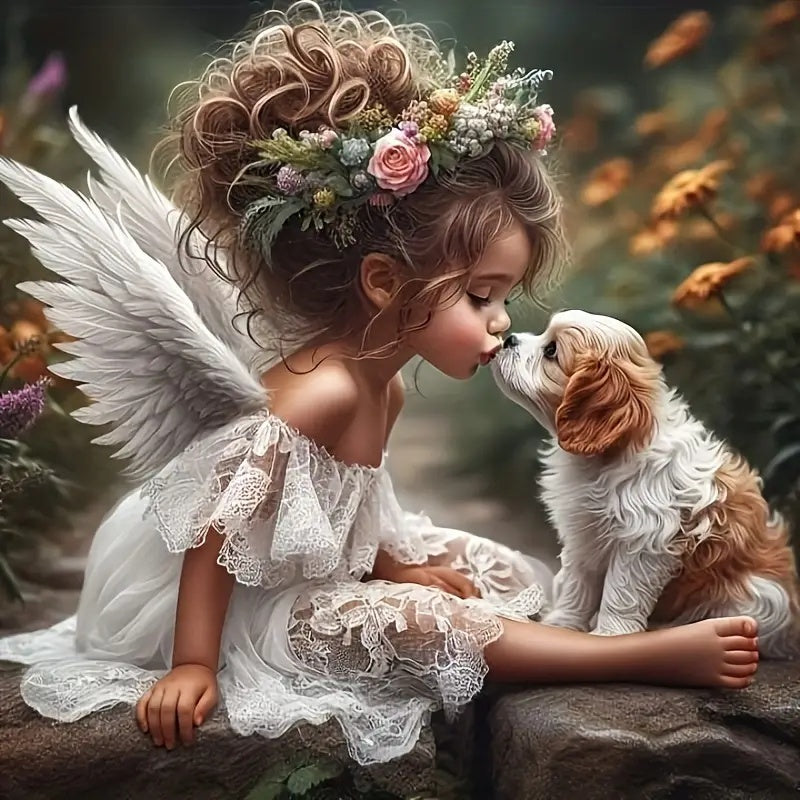 Meisje kust puppy