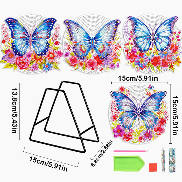 Diamond Painting Placemats | Vlinders (4 Stuks / Set) | Inclusief Beugel