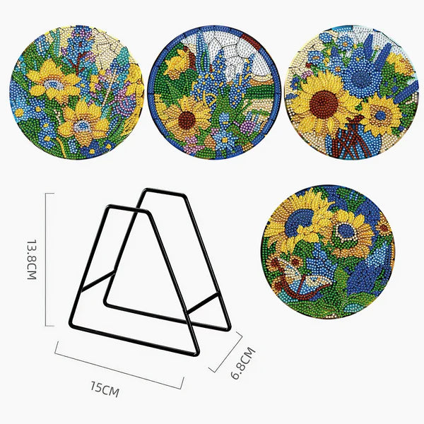 Diamond Painting Placemats | Zonnebloem (4 Stuks / Set) | Inclusief Beugel