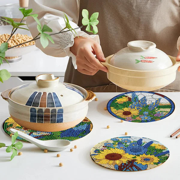 Diamond Painting Placemats | Zonnebloem (4 Stuks / Set) | Inclusief Beugel