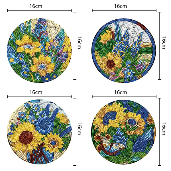 Diamond Painting Placemats | Zonnebloem (4 Stuks / Set) | Inclusief Beugel