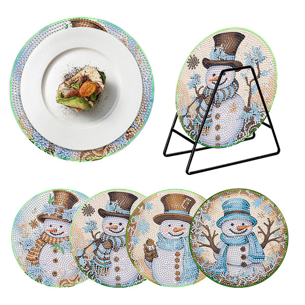 Diamond Painting Placemats | Sneeuwpop (4 Stuks / Set) | Inclusief Beugel
