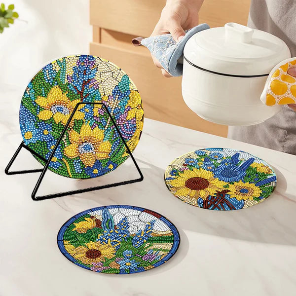 Diamond Painting Placemats | Zonnebloem (4 Stuks / Set) | Inclusief Beugel