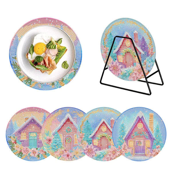 Diamond Painting Placemats | Droomhuis (4 Stuks / Set) | Inclusief Beugel