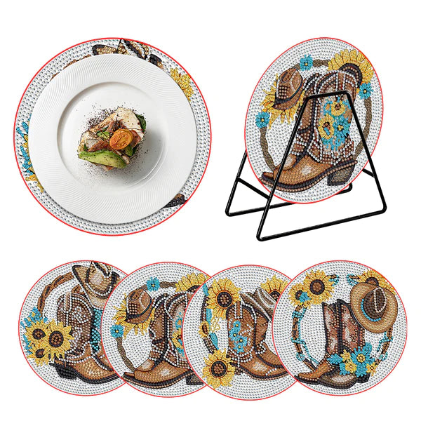 Diamond Painting Placemats | Schoenbloem (4 Stuks / Set) | Inclusief Beugel