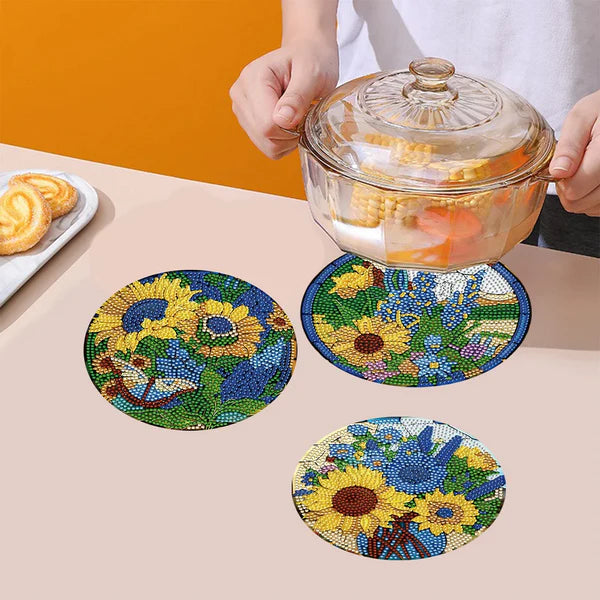 Diamond Painting Placemats | Zonnebloem (4 Stuks / Set) | Inclusief Beugel
