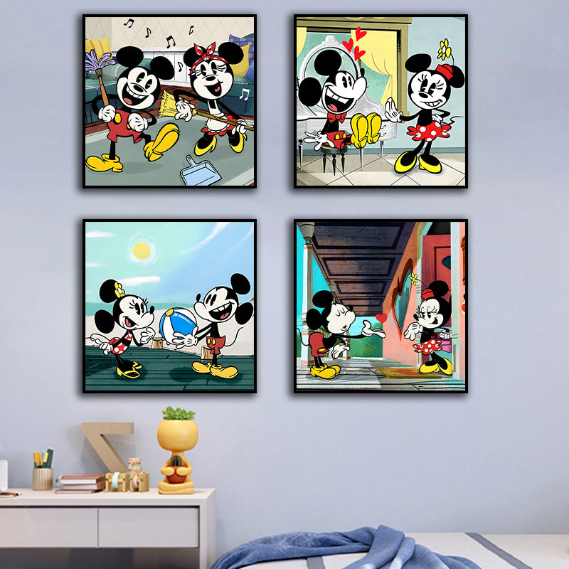Canvas schilderij 4-delige set - Cartoon (30x30cm)