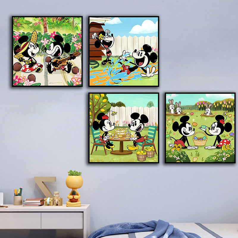 Canvas schilderij 4-delige set - Cartoon (30x30cm)