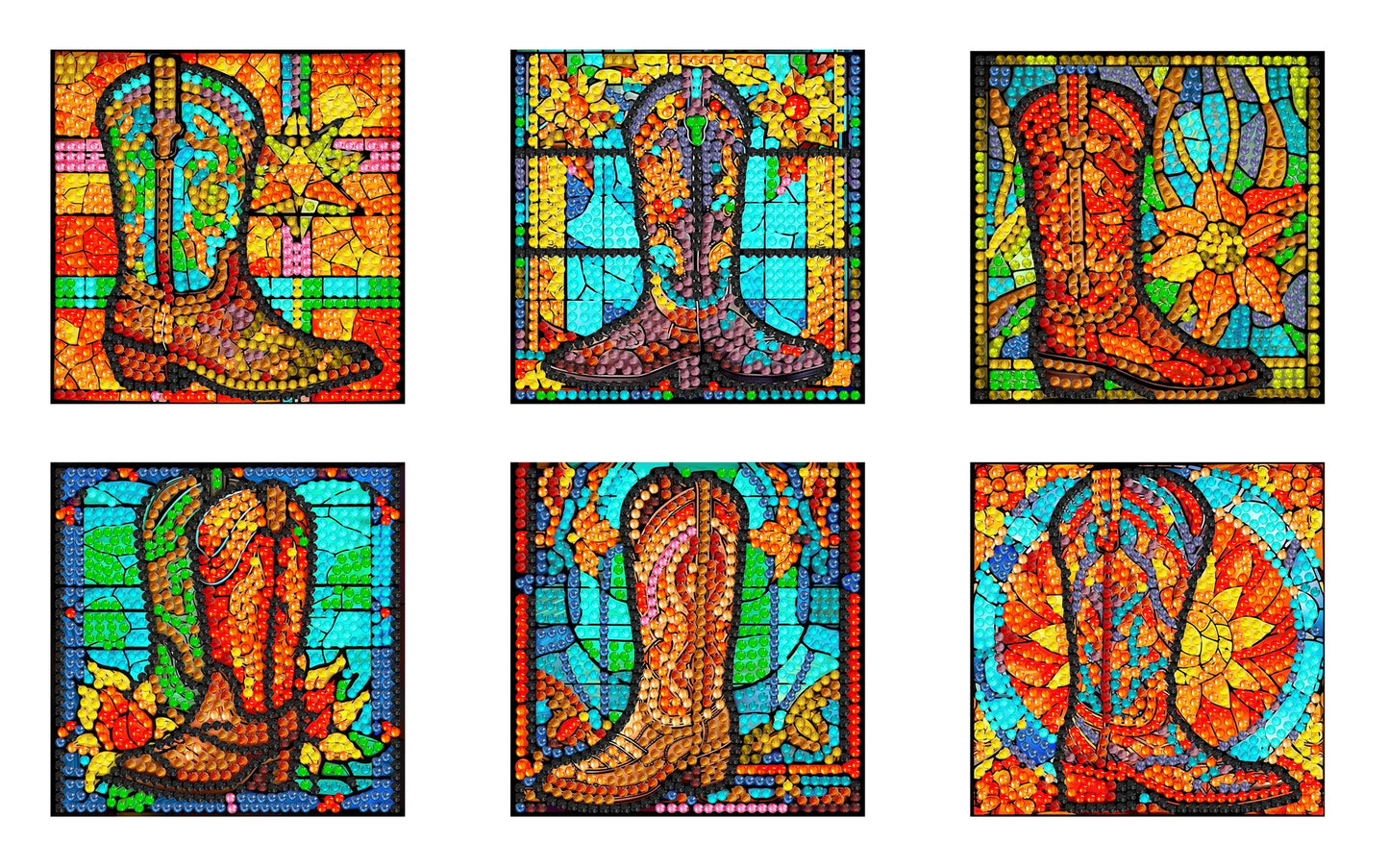 Diamond Painting Onderzetter | Bloemen En Schoenen (Set Van 6) | Zonder Beugel