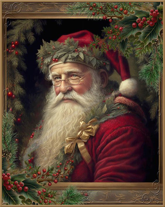 Diamond Painting Kerst - Kerstman met rendier in cirkel - Shop nu Diamond Painting Kerst - Kerstman met rendier in cirkel - Shop nu