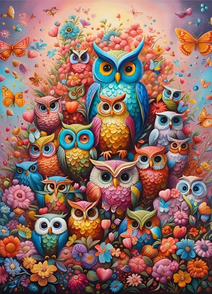 Twee Uilen op een Tak Diamond Painting | Happy Painting Twee Uilen op een Tak Diamond Painting | Happy Painting