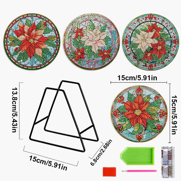 Diamond Painting Placemats | Bloem (4 Stuks / Set) | Inclusief Beugel