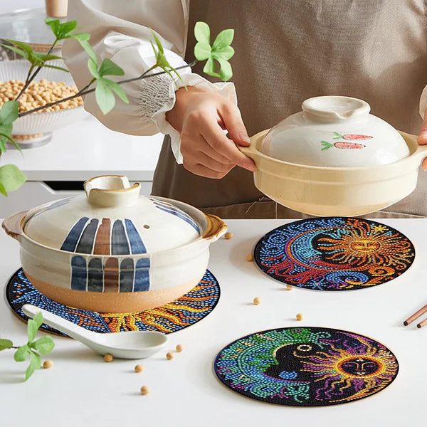 Diamond Painting Placemats | Abstracte Totem (4 Stuks / Set) | Inclusief Beugel