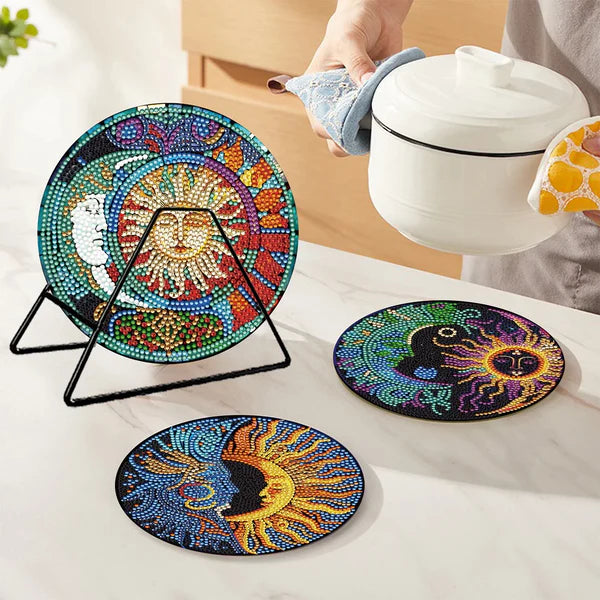 Diamond Painting Placemats | Abstracte Totem (4 Stuks / Set) | Inclusief Beugel