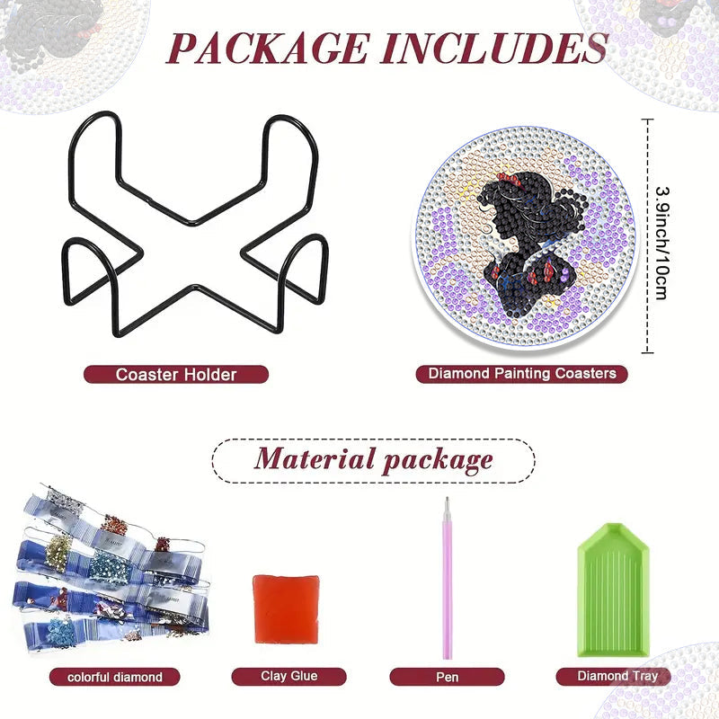 6-delige set DIY Diamond Painting Onderzetter