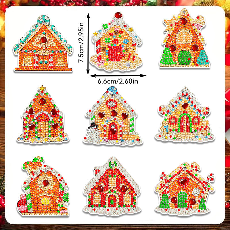 9 stuks DIY Diamond Painting Sleutelhanger | Kerstmis (enkelzijdig)