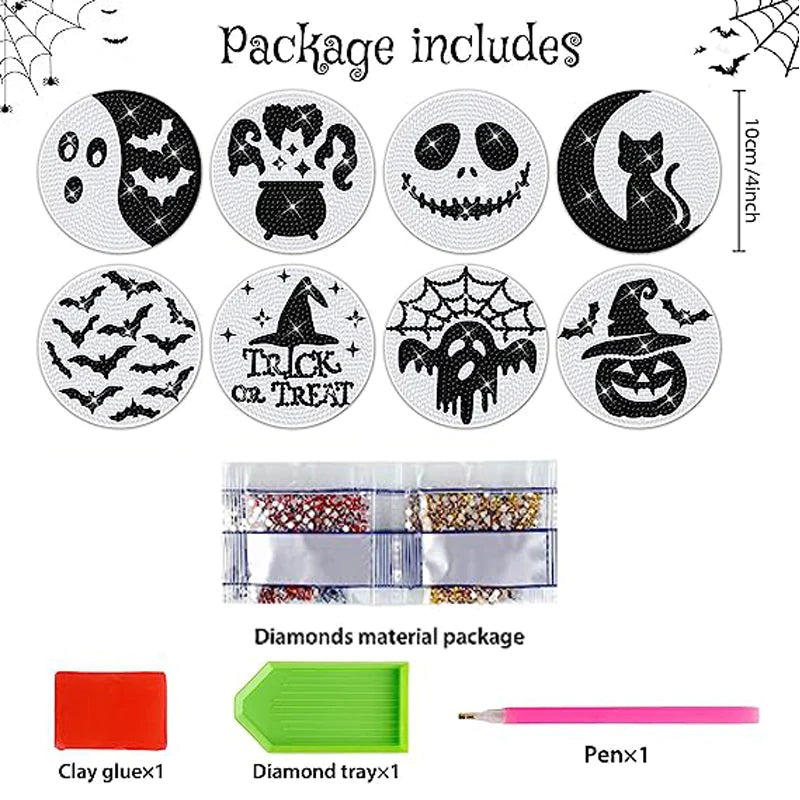 Diamond Painting Onderzetter | Halloween (Set Van 8) | Zonder Beugel
