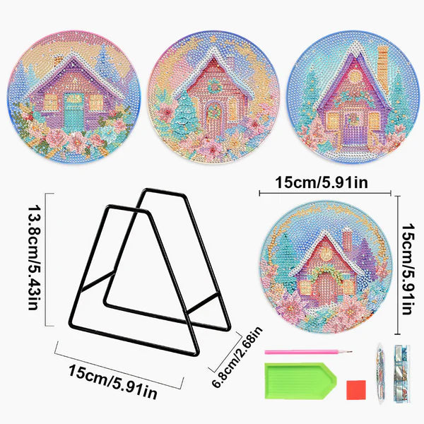 Diamond Painting Placemats | Droomhuis (4 Stuks / Set) | Inclusief Beugel
