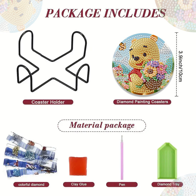 4-delige set DIY Diamond Painting Onderzetter