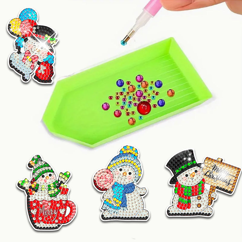 11 stuks DIY Diamond Painting Sleutelhanger | Sneeuwpop (Enkele zijde)