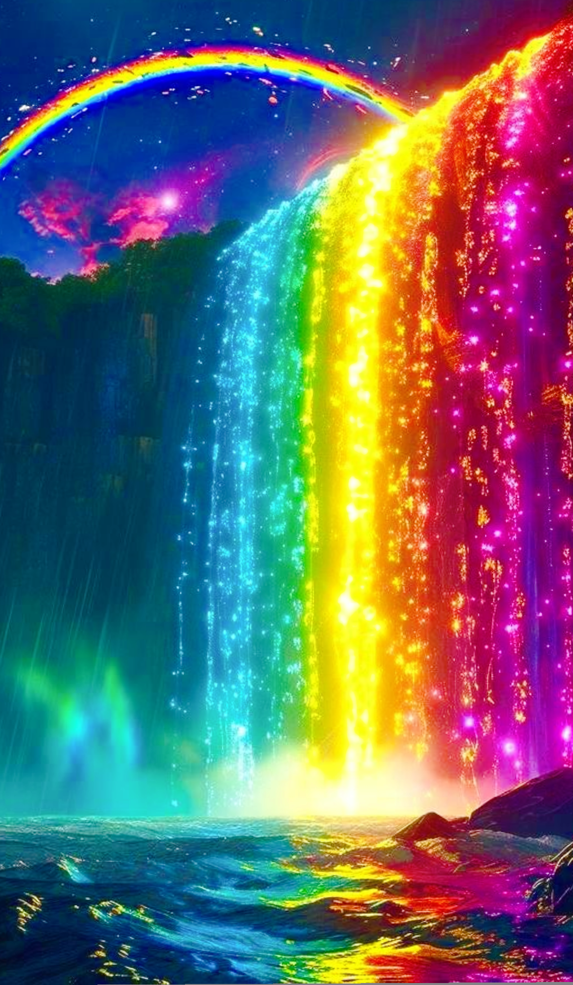 Regenboogwatervallen van dromen