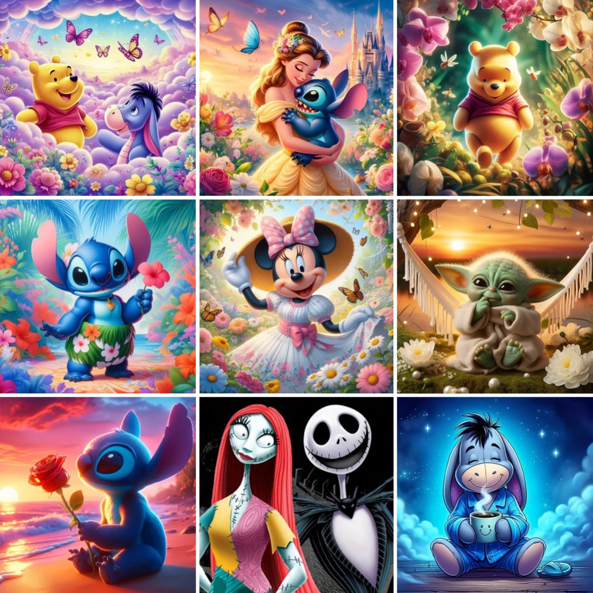 (9 stuks 30x30cm) Volledige ronde diamantschildersets - Cartoon(Stuur voordelen)