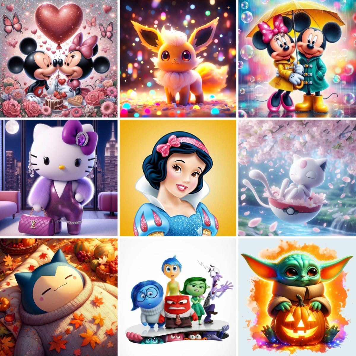 (9 stuks 30x30cm) Volledige ronde diamantschildersets - Cartoon(Stuur voordelen)