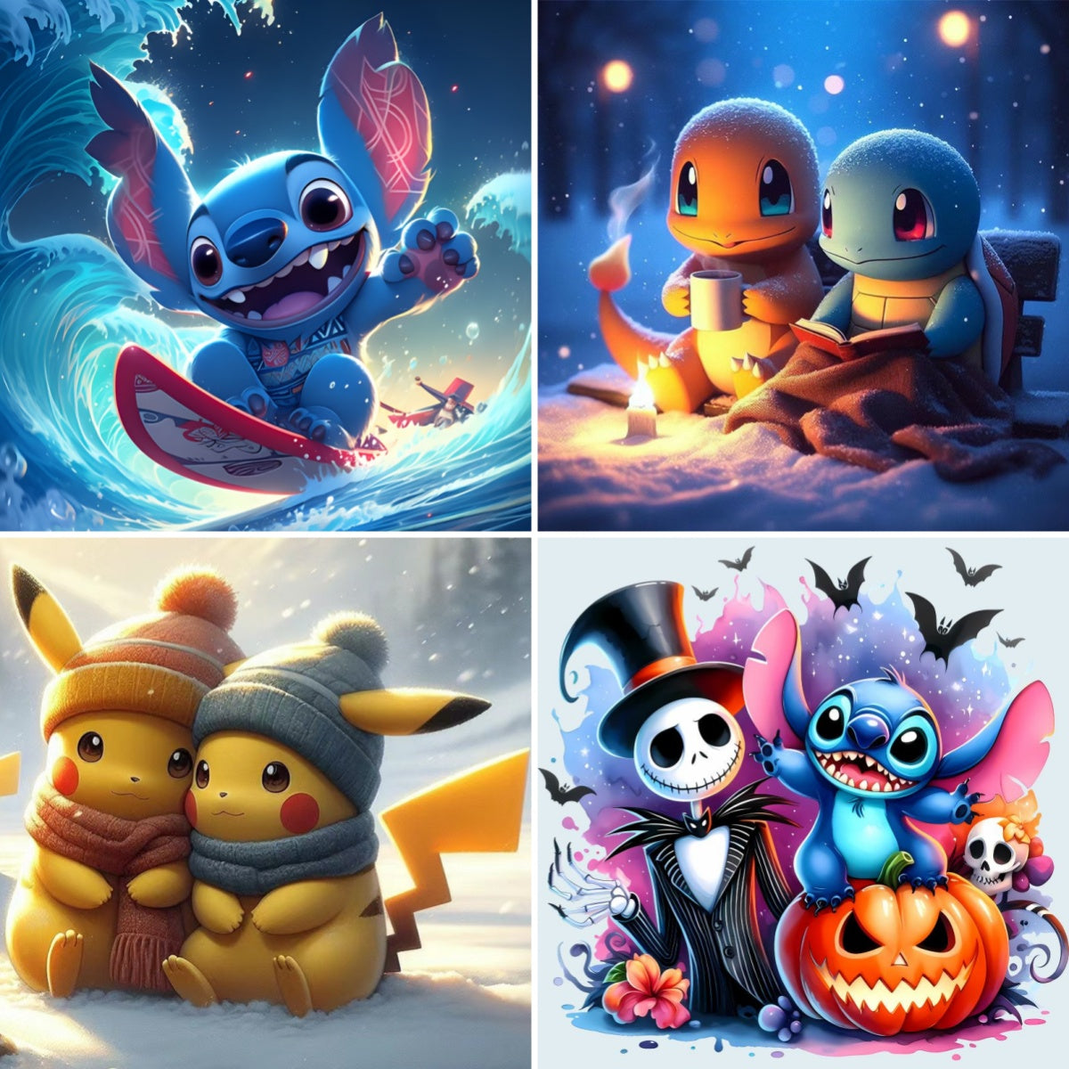 (4 stuks 30x30cm) Volledige ronde diamantschildersets - Cartoon(Stuur voordelen)