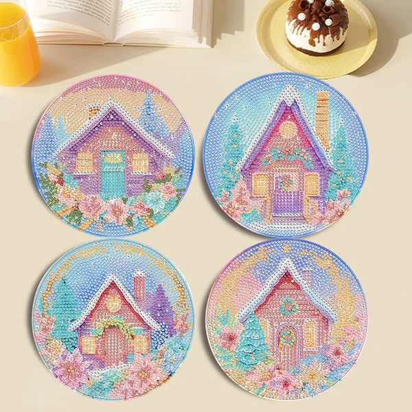 Diamond Painting Placemats | Droomhuis (4 Stuks / Set) | Inclusief Beugel
