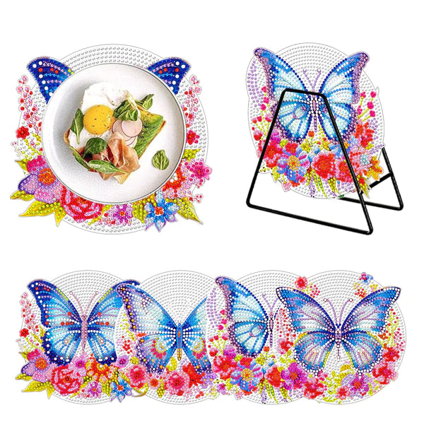 Diamond Painting Placemats | Vlinders (4 Stuks / Set) | Inclusief Beugel