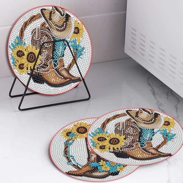 Diamond Painting Placemats | Schoenbloem (4 Stuks / Set) | Inclusief Beugel