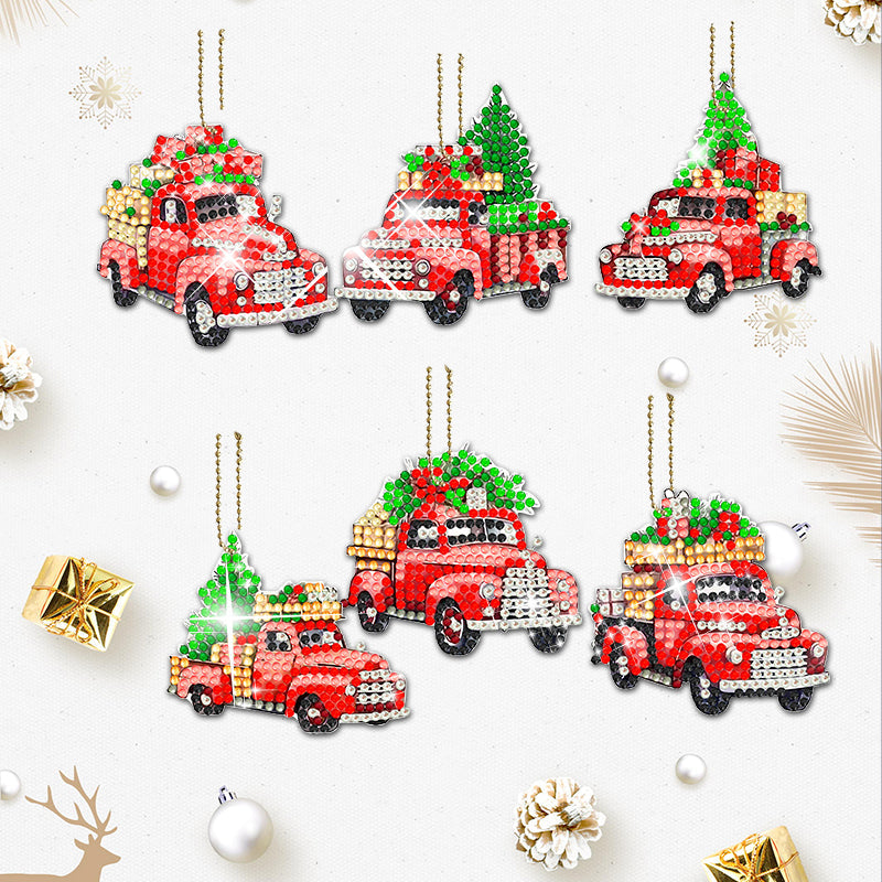 7 stuks DIY Diamond Painting Sleutelhanger | Kerstmis (Enkele zijde)