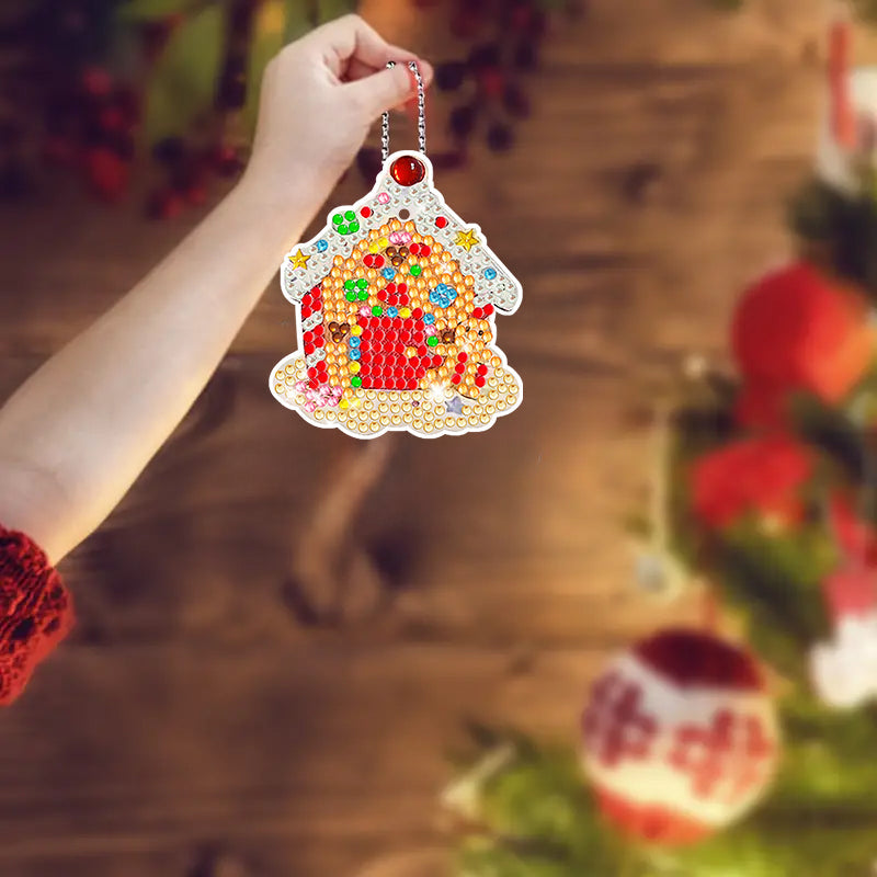 9 stuks DIY Diamond Painting Sleutelhanger | Kerstmis (enkelzijdig)