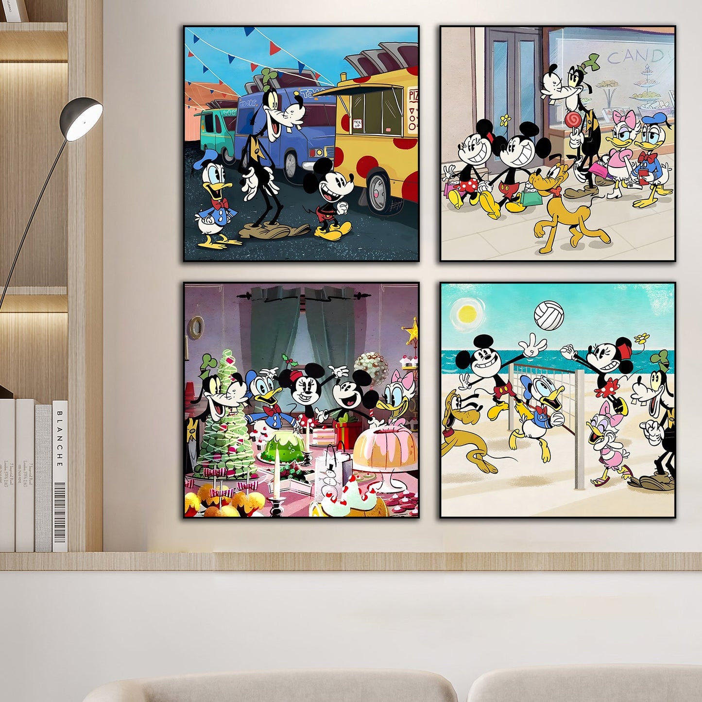 Canvas schilderij 4-delige set - Cartoon (40x40cm)