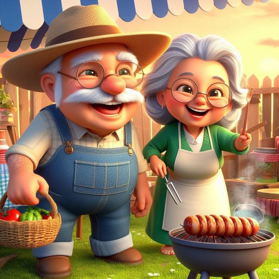 Oudere Stellen Die Samen Barbecueën