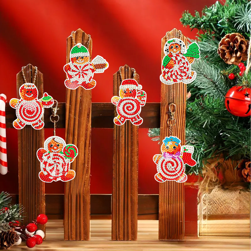 10 stuks DIY Diamond Painting Sleutelhanger | Kerstmis (enkelzijdig)